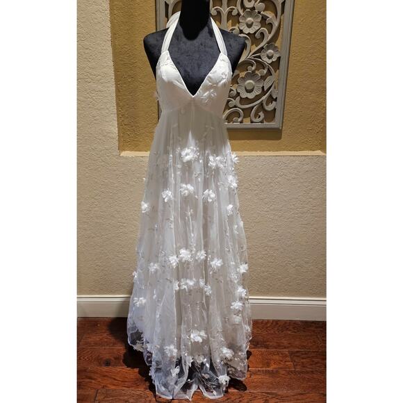 Selfie Leslie XS Tulle Midi Bow Back Romantic ALine Cocktail Wedding Guest Dress - Picture 13 of 16